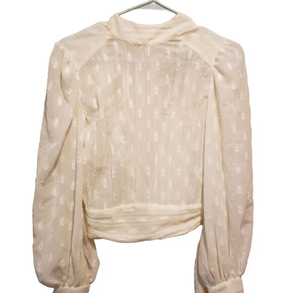 Asos Design high neck sheer top with tie back size 2 white boho blouse - Picture 7 of 10
